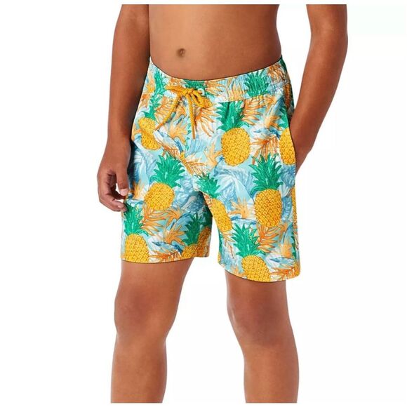 NWT Mens Members Mark 4-Way Stretch SPF 50 Resort Pineapple Swimming Trunks XXL - Picture 1 of 4